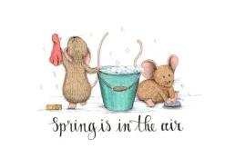 Anillustration Wenskaarten^Ansichtkaart Poetsmuisjes voorjaar