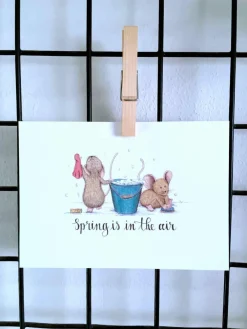 Anillustration Wenskaarten^Ansichtkaart Poetsmuisjes voorjaar