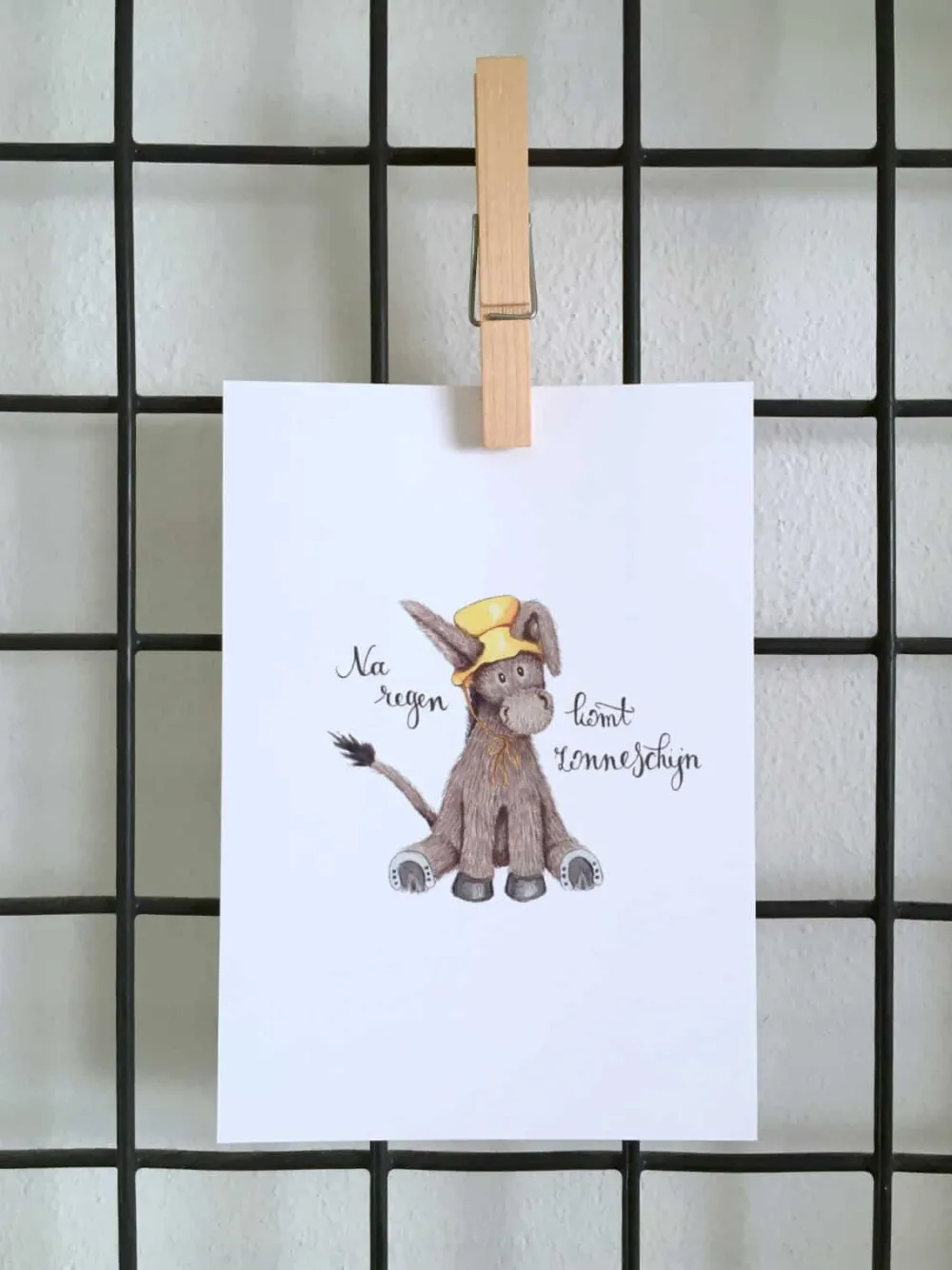 Anillustration Wenskaarten^Ansichtkaart Ezel na regen komt zonneschijn