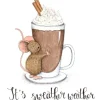 Anillustration Wenskaarten^Ansichtkaart Muisje knuffelt chocolademelk