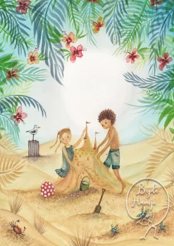 Bijdehansje Wenskaarten^Postkaart Beach