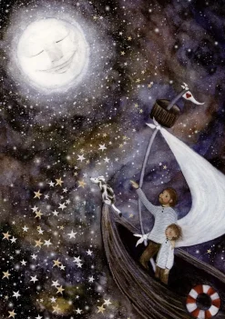 Bijdehansje Wenskaarten^Postkaart Father Ship