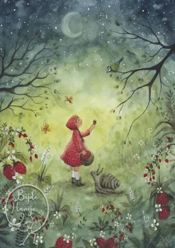 Bijdehansje Wenskaarten^Postkaart strawberry dream