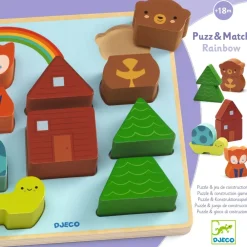Djeco Houten Puzzels^Reliefpuzzel Regenboog 10pcs