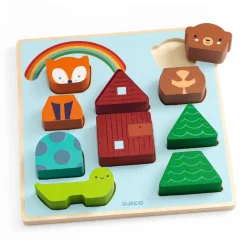 Djeco Houten Puzzels^Reliefpuzzel Regenboog 10pcs