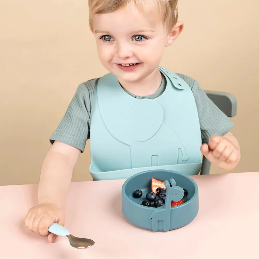 Done by Deer Kinderservies|Kraamcadeaus^Peekaboo Kinderservies First Meal set Deer friends Blue