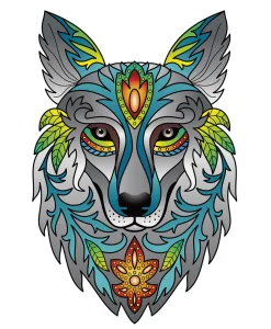 Eureka Houten Puzzels|Contour Puzzels^Regenboog Houten Puzzel Wolf