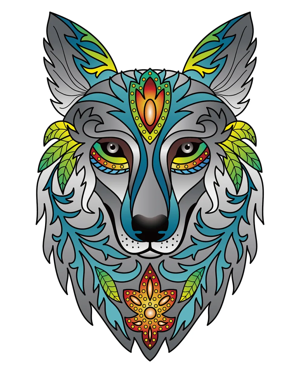 Eureka Houten Puzzels|Contour Puzzels^Regenboog Houten Puzzel Wolf