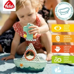 Fehn Babyspeelgoed^Badspeelgoed Bootje met Vingerpop Krokodil