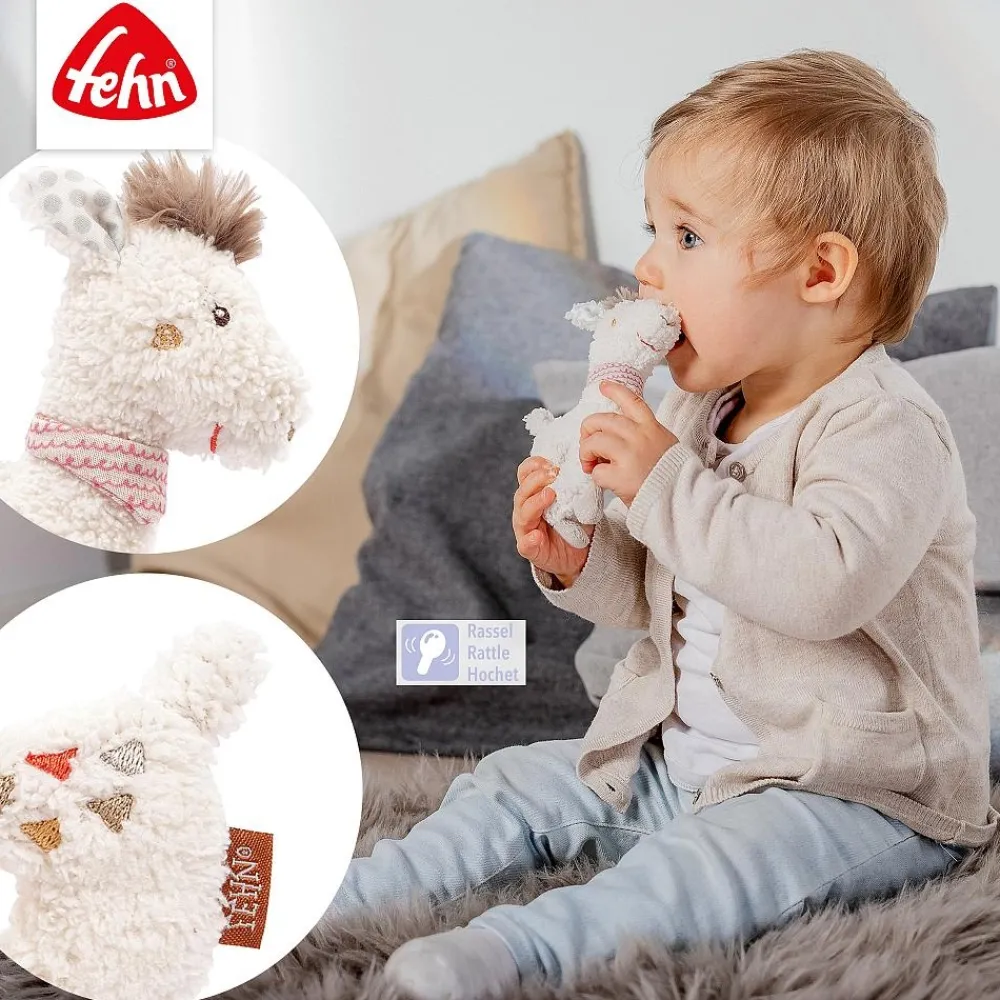Fehn Babyspeelgoed|Knuffelspeelgoed^Grijpfiguur Rammelaar Lama