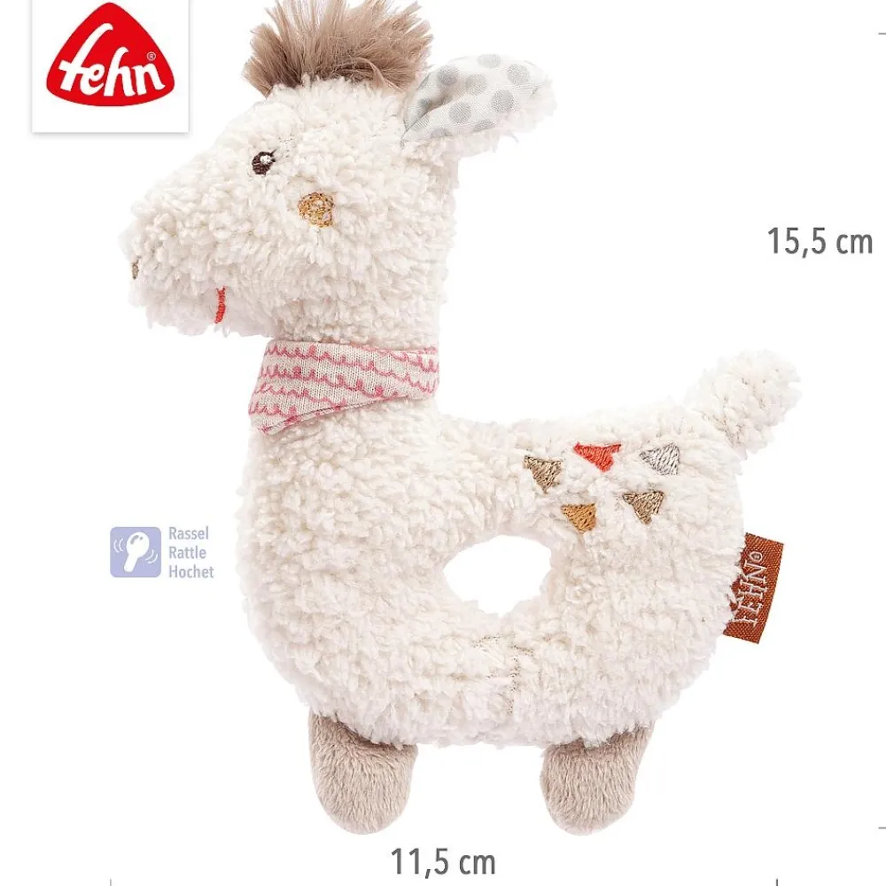 Fehn Babyspeelgoed|Knuffelspeelgoed^Grijpfiguur Rammelaar Lama
