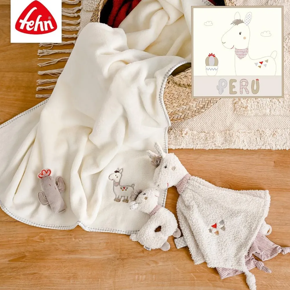 Fehn Babyspeelgoed|Knuffelspeelgoed^Grijpfiguur Rammelaar Lama