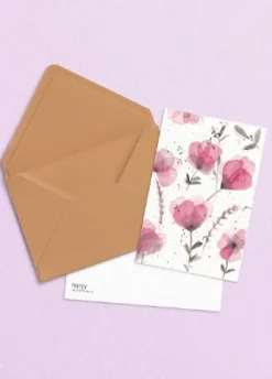 Fritsy Wenskaarten^Postkaart Paarse Bloemen