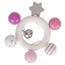 Houtendiershop Babyspeelgoed^Goki Grijpfiguur Rammelaar Roze Grijs Wit