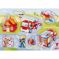 GOKI Knoppuzzels|Houten Puzzels^Knoppuzzel Brandweer 7-pcs