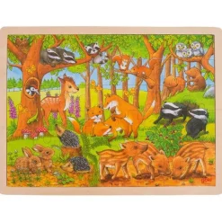 GOKI Houten Puzzels^Puzzel Baby Dieren Bos Hout
