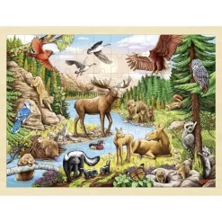 GOKI Houten Puzzels^Puzzel Dieren Noord Amerika 96 pcs