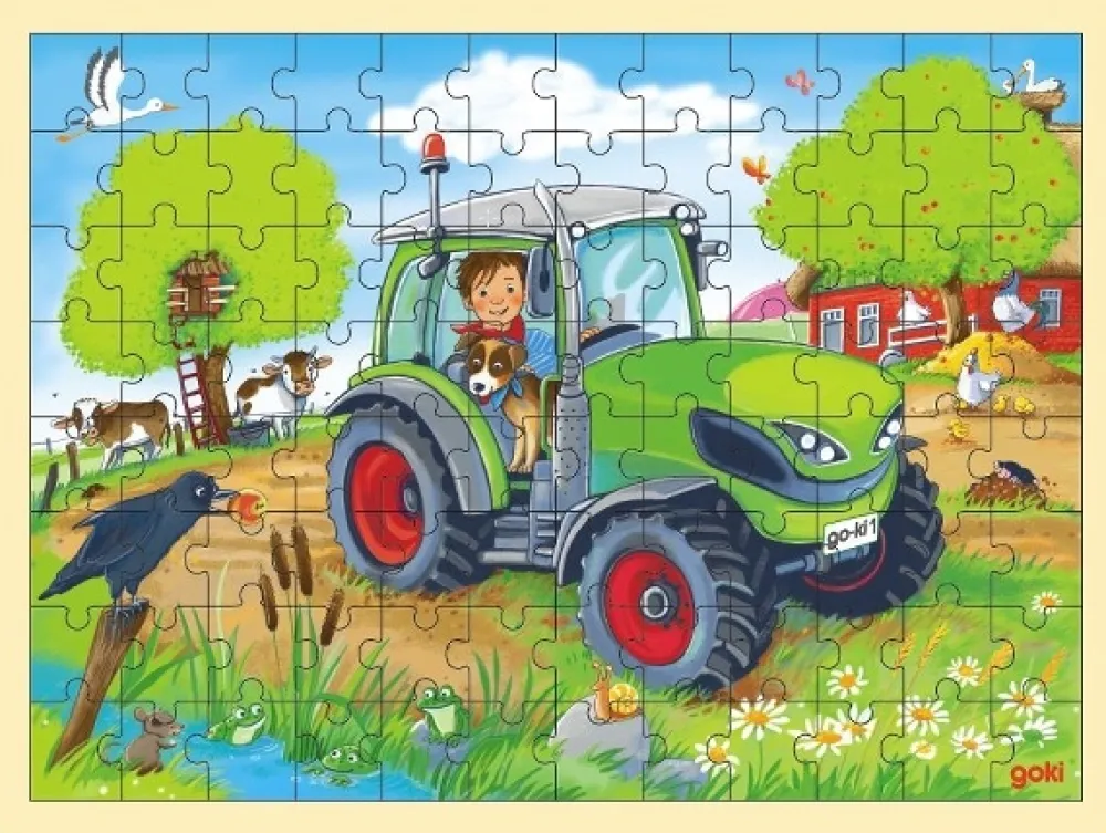GOKI Houten Puzzels^Puzzel Traktor 96pcs