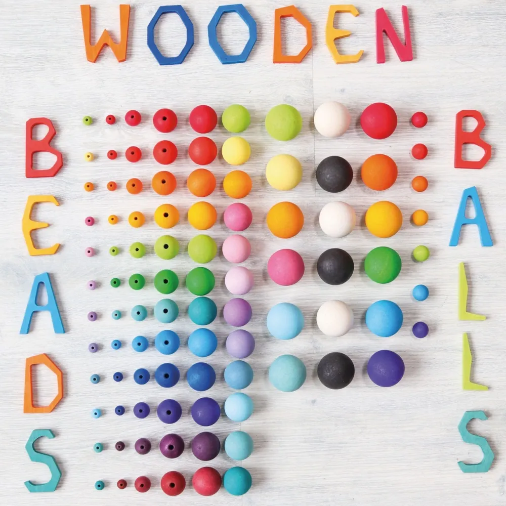 Grimm's Open Ended Play^Houten Pastel Kralen set 120-delig 10259