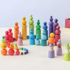 Grimm's Open Ended Play^Houten Pastel Kralen set 120-delig 10259