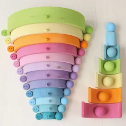 Grimm's Open Ended Play^Houten Pastel Kralen set 120-delig 10259