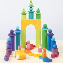 Grimm's Open Ended Play^Houten Regenboog Kralen set 36-delig 10240