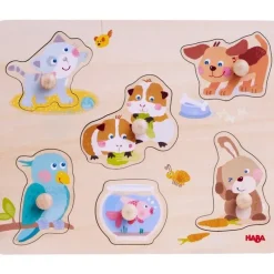 Haba Knoppuzzels^Inlegpuzzel Huisdieren 6pcs