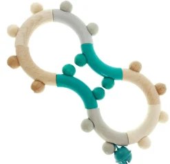 Hess Babyspeelgoed^Grijpfiguur Rammelaar Acht Natuurlijk Turkoois