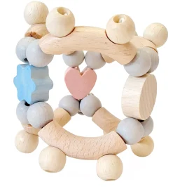 Hess Babyspeelgoed^Grijpfiguur Rammelaar Rond Natuurlijk Blauw/Roze