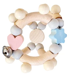 Hess Babyspeelgoed^Grijpfiguur Rammelaar Rond Natuurlijk Blauw/Roze