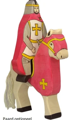 Holztiger Figuren En Toebehoren^Ridder Rode Mantel Zittend op Paard 80246