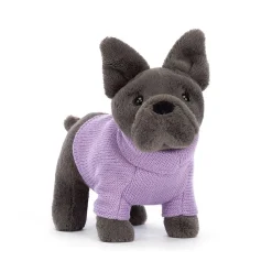 Jellycat Dressed To Impress^Knuffel Hond Sweater French Bulldog Purple