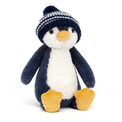 Jellycat Jingle Jingle Kerst^Knuffel Pinguin Bashful Bobble Hat Penguin Navy