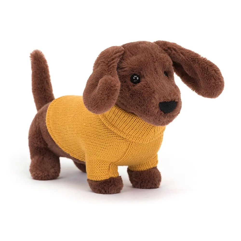 Jellycat Dressed To Impress^Knuffel Sweater Sausage Dog Yellow