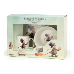 Jellycat Kinderservies^Servies Set Bashful Monkey Kom, Kopje en Bord