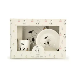 Jellycat Kinderservies^Servies Set Bashful Hond Kom, Kopje en Bord