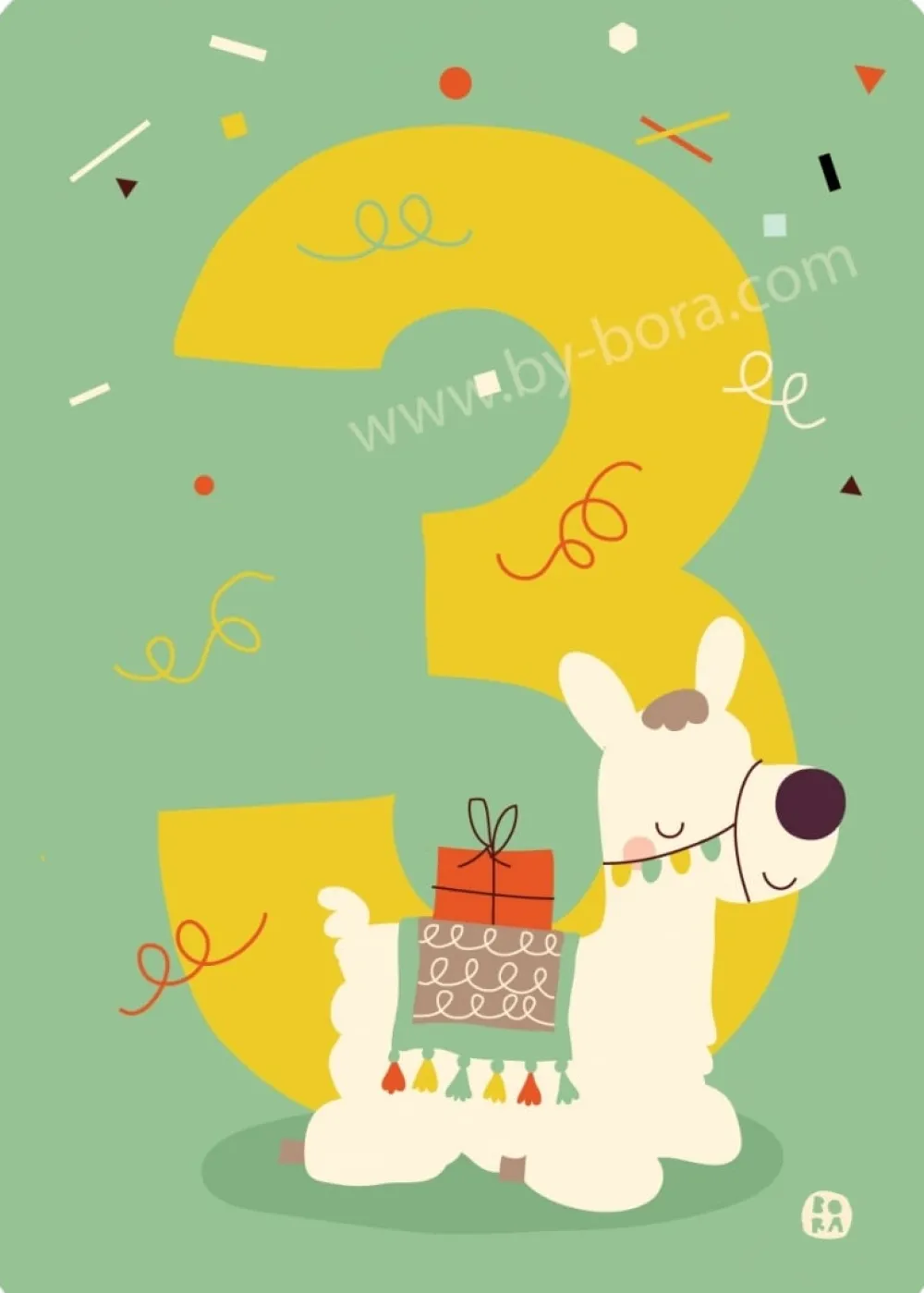 Bora Wenskaarten^Kaart met envelop 3 Alpaca