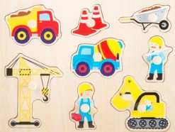 Small Foot Knoppuzzels|Houten Puzzels^Knoppuzzel Bouw Hout 8 pcs.