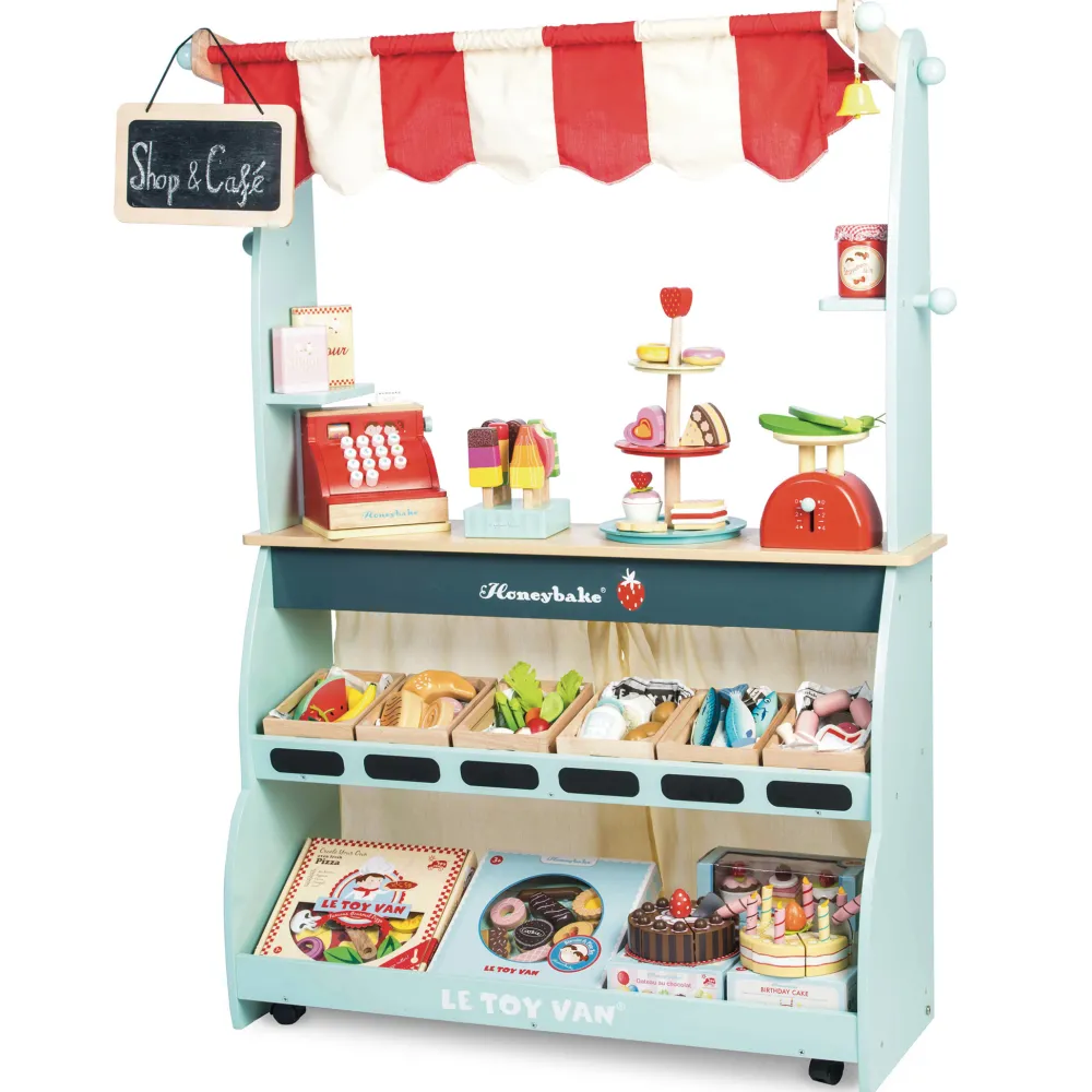 Le Toy Van Pretend Play / Rollenspel^Winkel en Café Kraam Hout