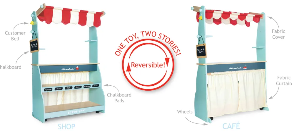 Le Toy Van Pretend Play / Rollenspel^Winkel en Café Kraam Hout