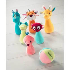 Lilliputiens Knuffelspeelgoed^Kegelspel Jungle met Knuffeldieren