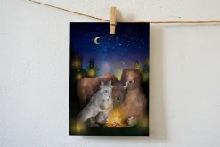 Lotte Drouen Wenskaarten^Ansichtkaart Kampvuur met Wilde Dieren