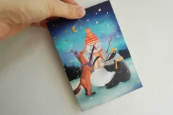 Lotte Drouen Wenskaarten^Wenskaart met Foliedruk Sneeuwpop Bouwen