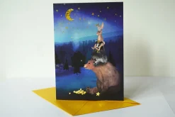 Lotte Drouen Wenskaarten^Wenskaart met Foliedruk Sterren Ophangen