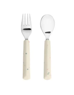 Lässig Kinderservies^Kinderbestek Set Vork en Lepel Nature