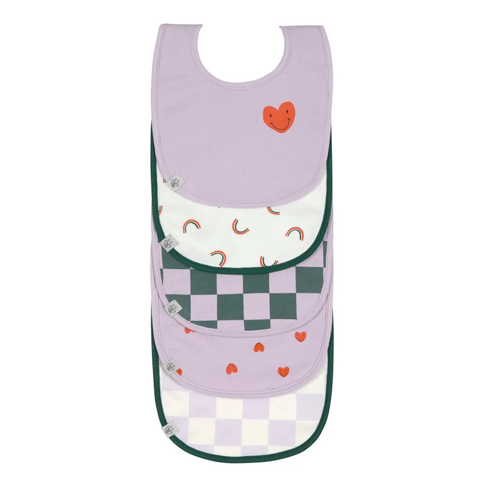Lässig Kinderkleding^Slabbetjes Happy Rascals Hart Lavendel Set 5-delig