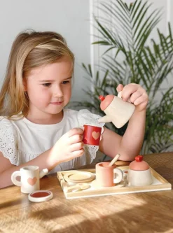Mentari Pretend Play / Rollenspel^Theeset met Dienblad Hout