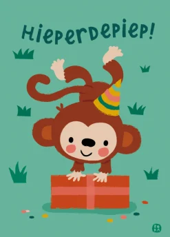 Bora Wenskaarten^Postkaart Jungle Hieperdepiep (aap)