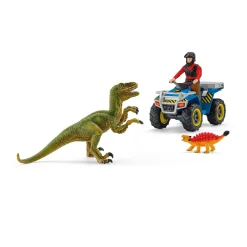 Schleich Dinosaurs^Speelset Vlucht van Velociraptor op Quad 41466