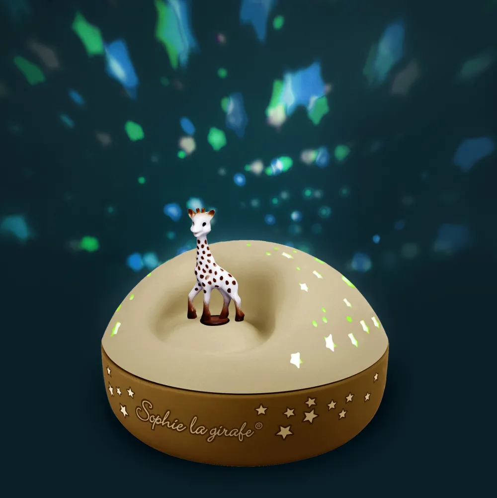 Sophie de Giraf Lampen|Muziekdoosjes^Sterrenprojector Beige Nachtlamp met Muziek